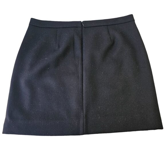 J Crew Black Wool A-Line Short Skirt Sz 8 Chevron Pattern Pocketed Front Panel - Picture 2 of 10
